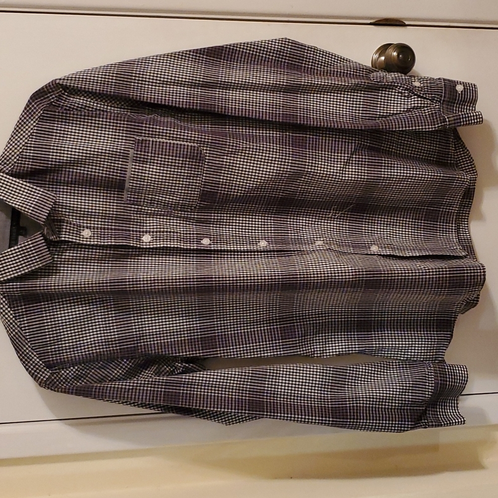 IMPATIENT WOLVES Black White Checkered Long Sleeve Button Down Shirt -Size Large